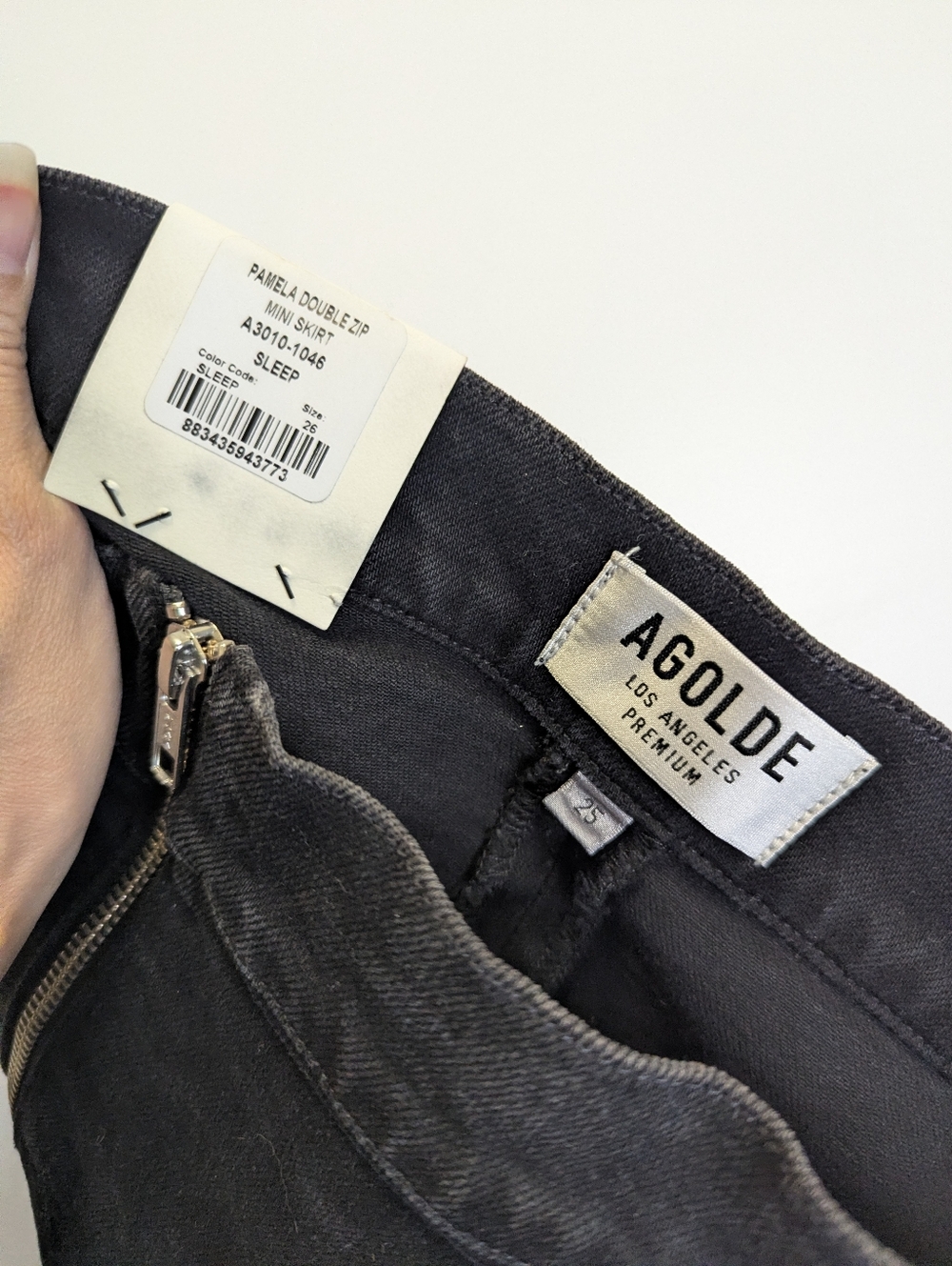 Agolde black double zip mini skirt sz25 - Picture 9 of 11